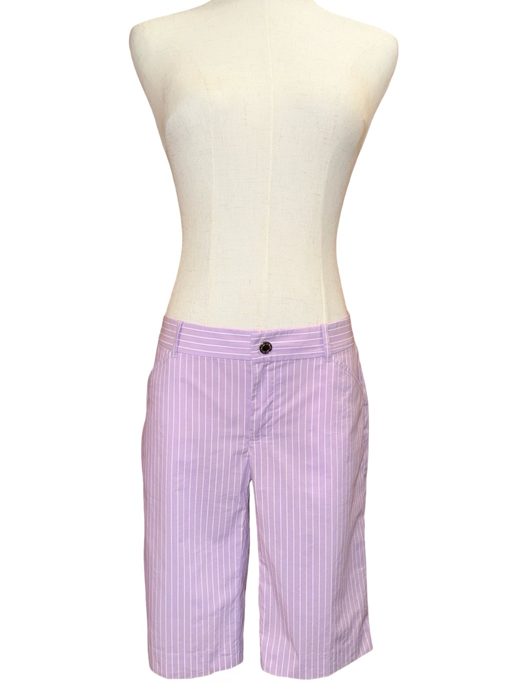 Ralph Lauren Golf Purple And White Striped Bermuda Shorts Size 2